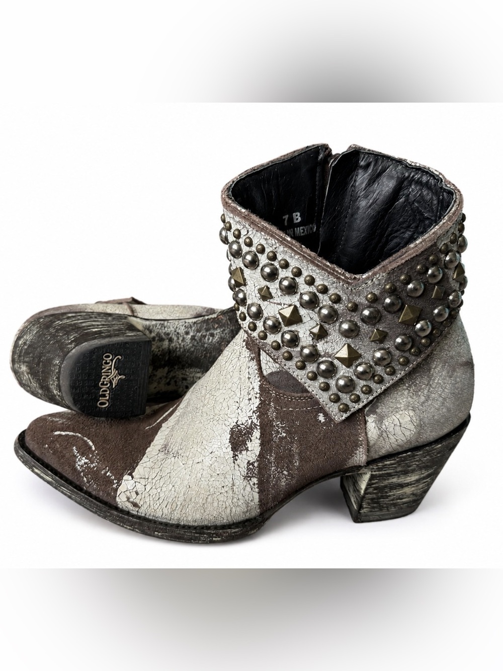 Rare Old Gringo Mini Belinda Metallic Studded Boots Size 7 Special Edition